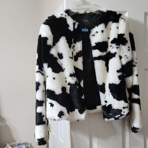 Forever 21 Black and White Teddy Jacket Freshly Dry Cleaned.